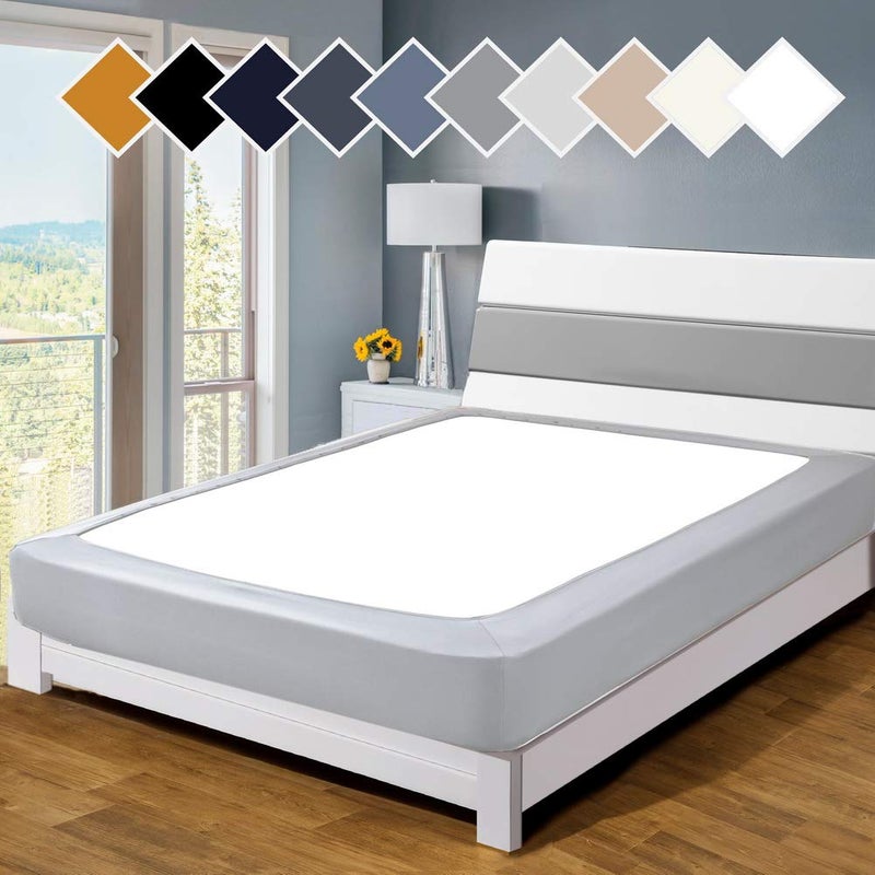 Twin Six Premium Bed Box Spring Cover, Update Bed Skirt, Mattress Protector Encasement,King/California King/Split King, Light Grey - Image 1